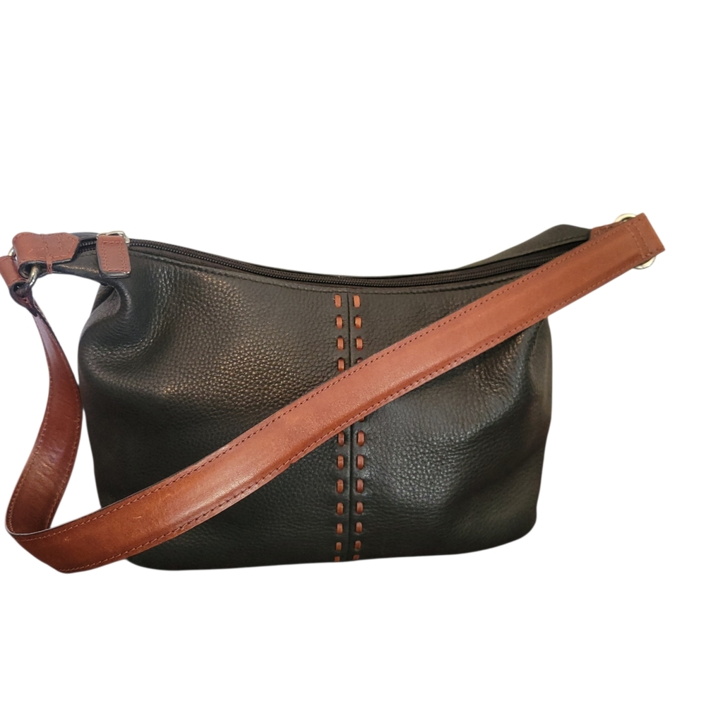 Vintage Fossil 75082 Leather Shoulder Bag Y2K Black Brown Purse